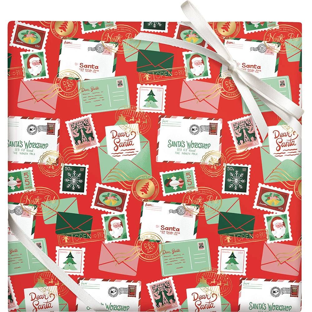 Candy Cane Red Foil Stone Wrapping Paper