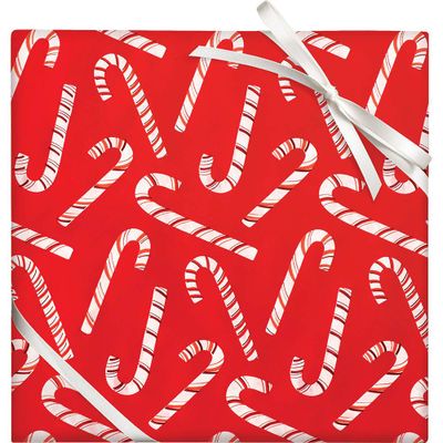 Candy Cane Red Foil Stone Wrapping Paper