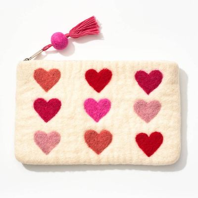 Multi-Colored Felt Heart Pouch