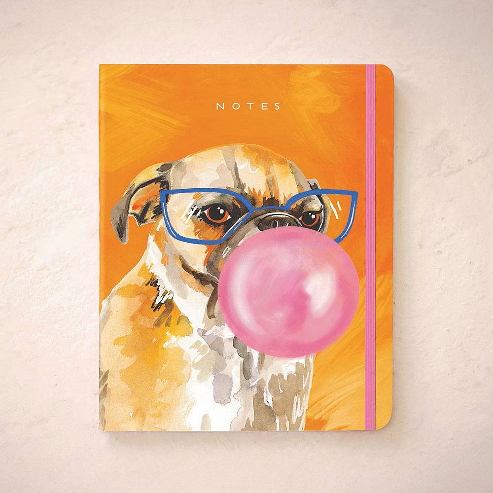 Pug Bubblegum Blank Notebook