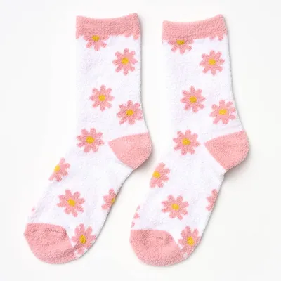 Daisy Fuzzy Crew Socks