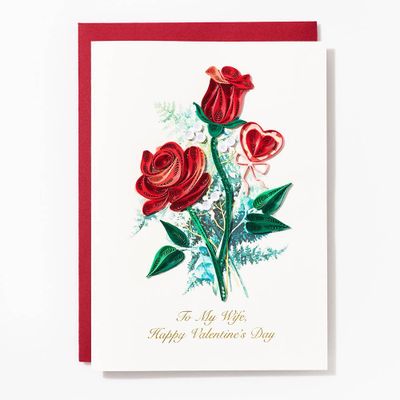 Quilling Rose Bouquet Wife Valentine's Day Card