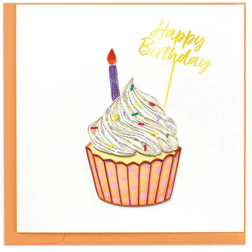 Quilled Polka Dot Cupcake Birthday Card