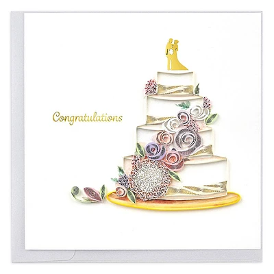 Quilled Floral Cake Wedding Card