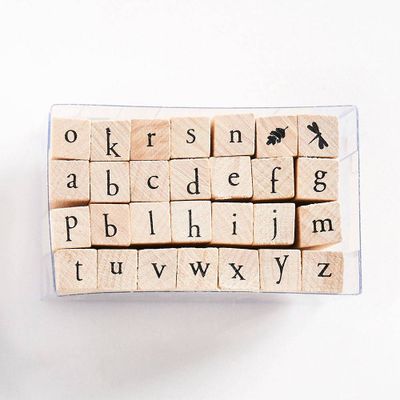 Printer Type Alphabet Lowercase Rubber Stamp Set