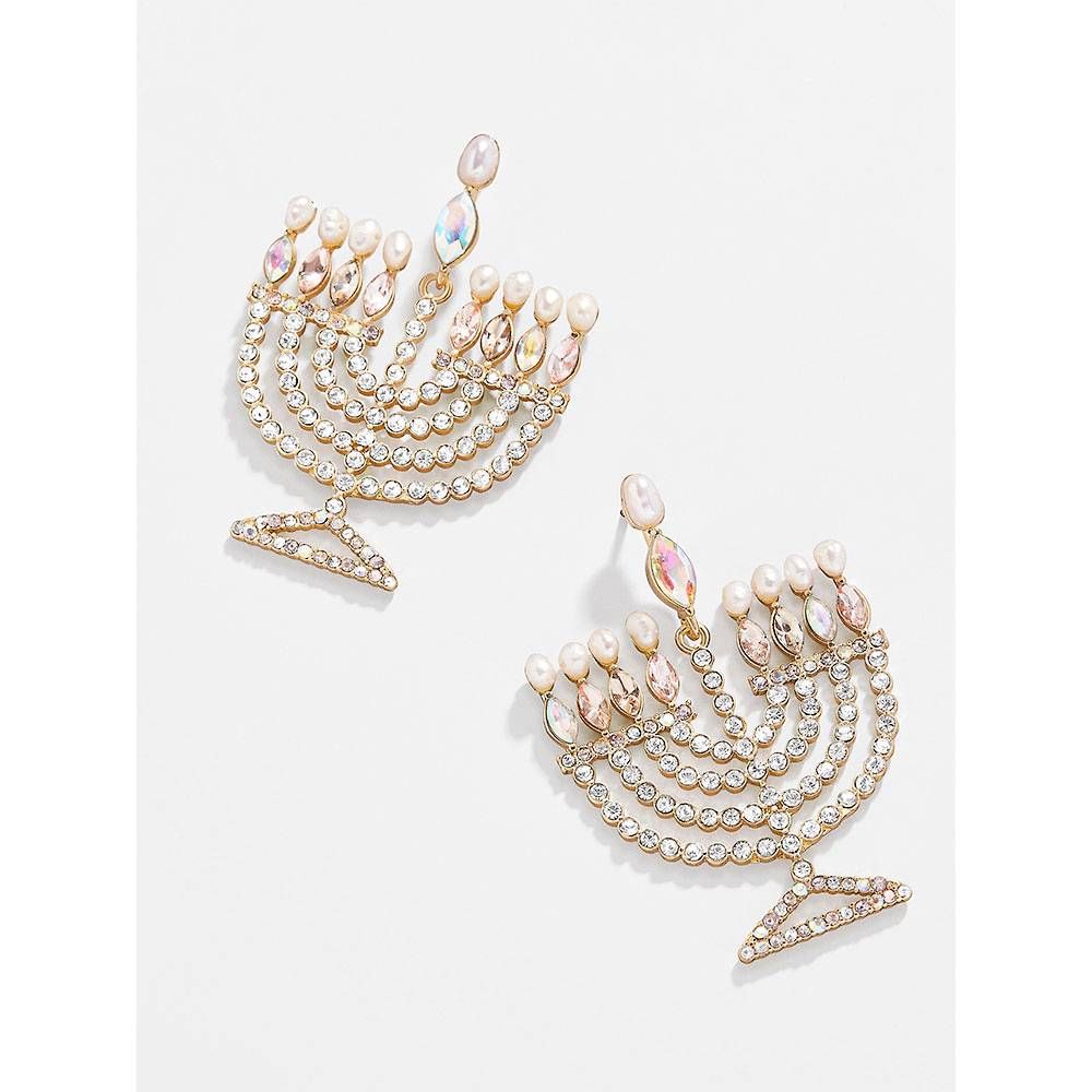 Gold Menorah Earrings