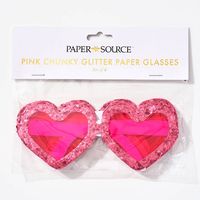 Pink Chunky Glitter Paper Glasses