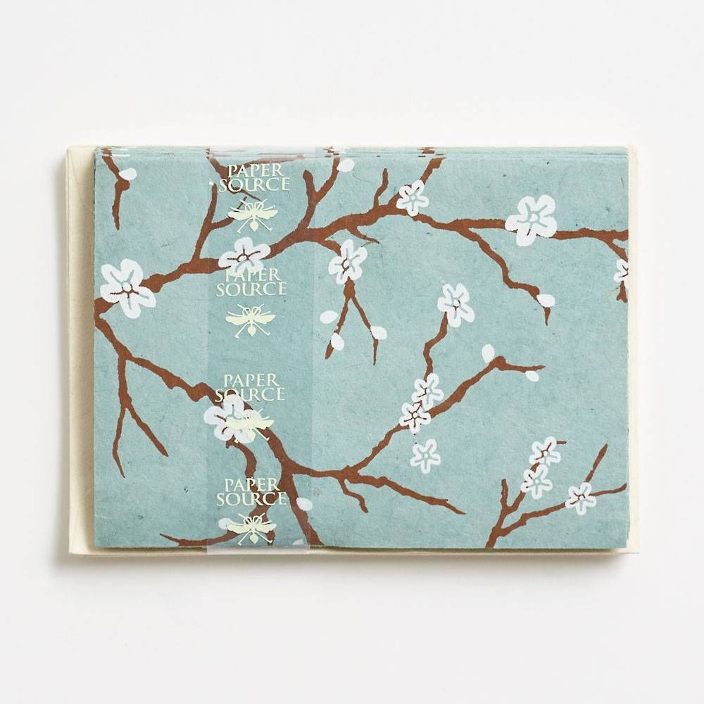Cherry Blossoms on Sky Blue Stationery Set