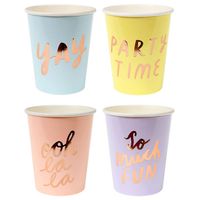 Rose Gold Typographic Party Cups