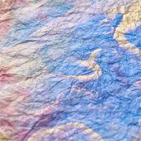 Blue/Purple/Gold Marbled Handmade Paper