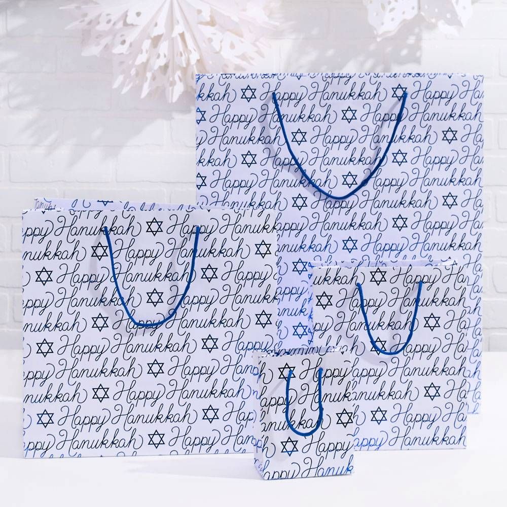 Happy Hanukkah Script Gift Bags