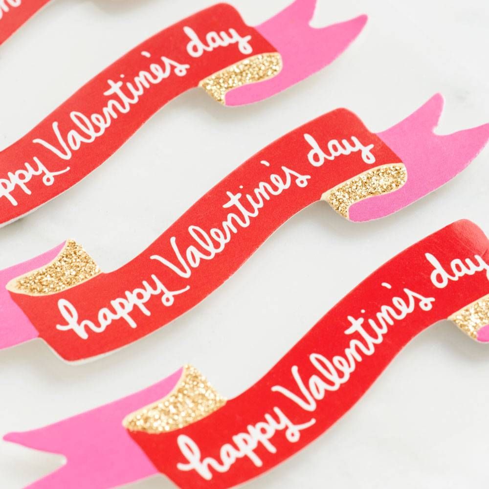 Happy Valentine's Day Glitter Banner Stickers