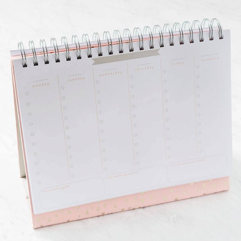 Blush Weekly Desk Stand Calendar