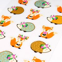 Fox and Hedgehog Floral Stickers