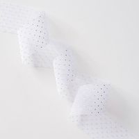 Silver Polka Dot on White Ribbon