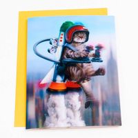 Jetpack Cat Lenticular Birthday Card