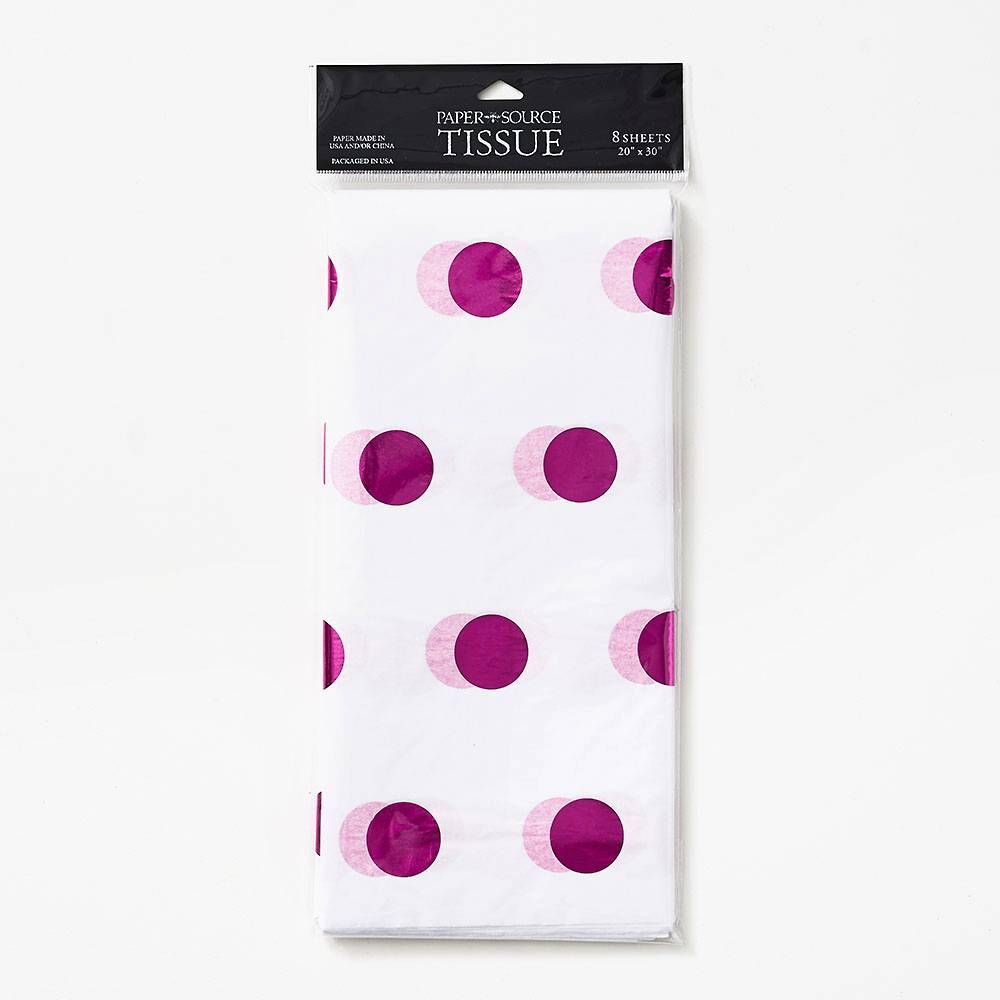 White Hot Pink Dots Tissue Paper