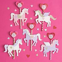 Unicorn Carousel Straw Valentine Card Kit