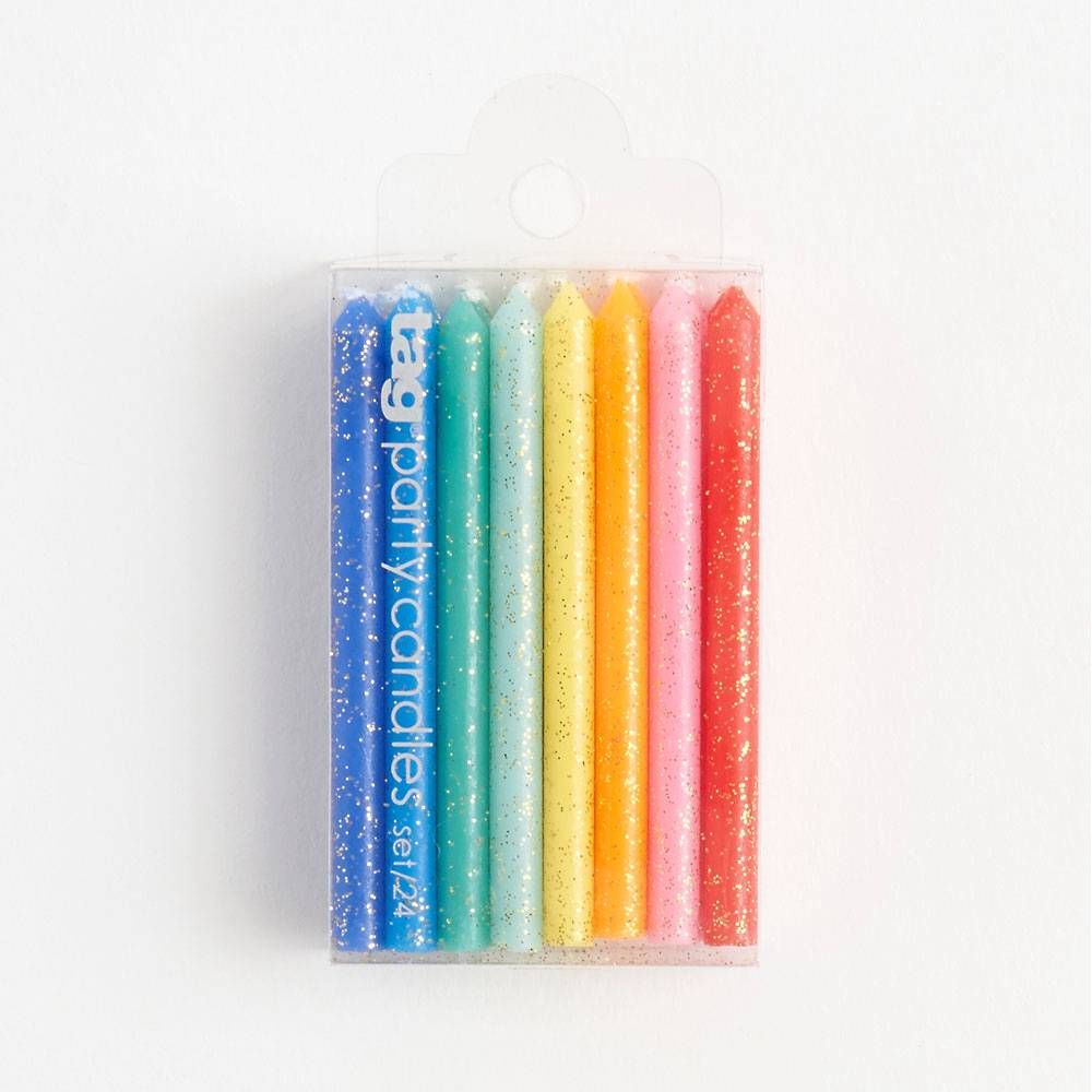 Rainbow Glitter Candles
