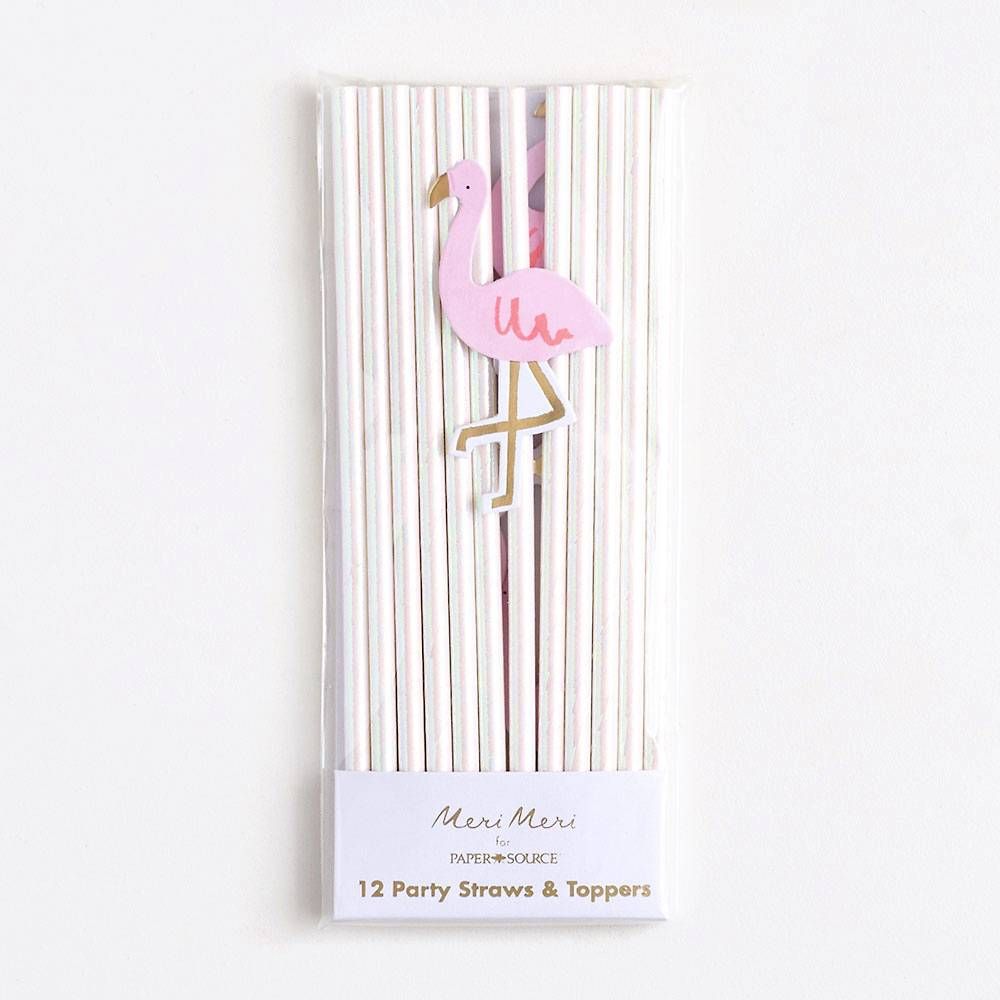 Flamingo Holographic Straws
