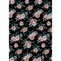 Rose Floral on Black Wrapping Paper