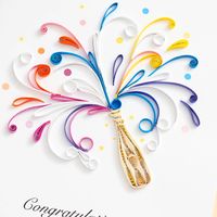 Quilling Champagne Bottle Congratulations Card