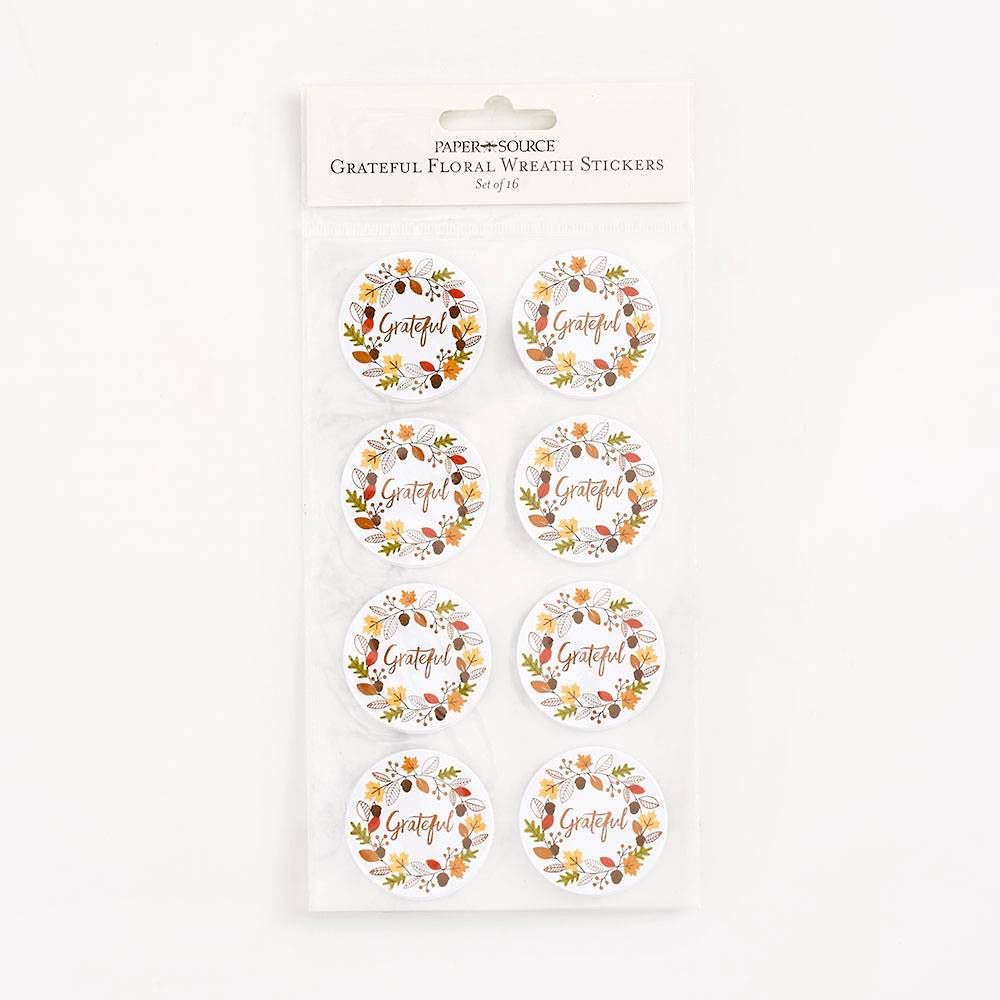 Grateful Floral Wreath Stickers