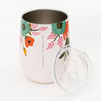 Cream Floral Stemless Cup