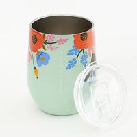 Mint Floral Stemless Cup