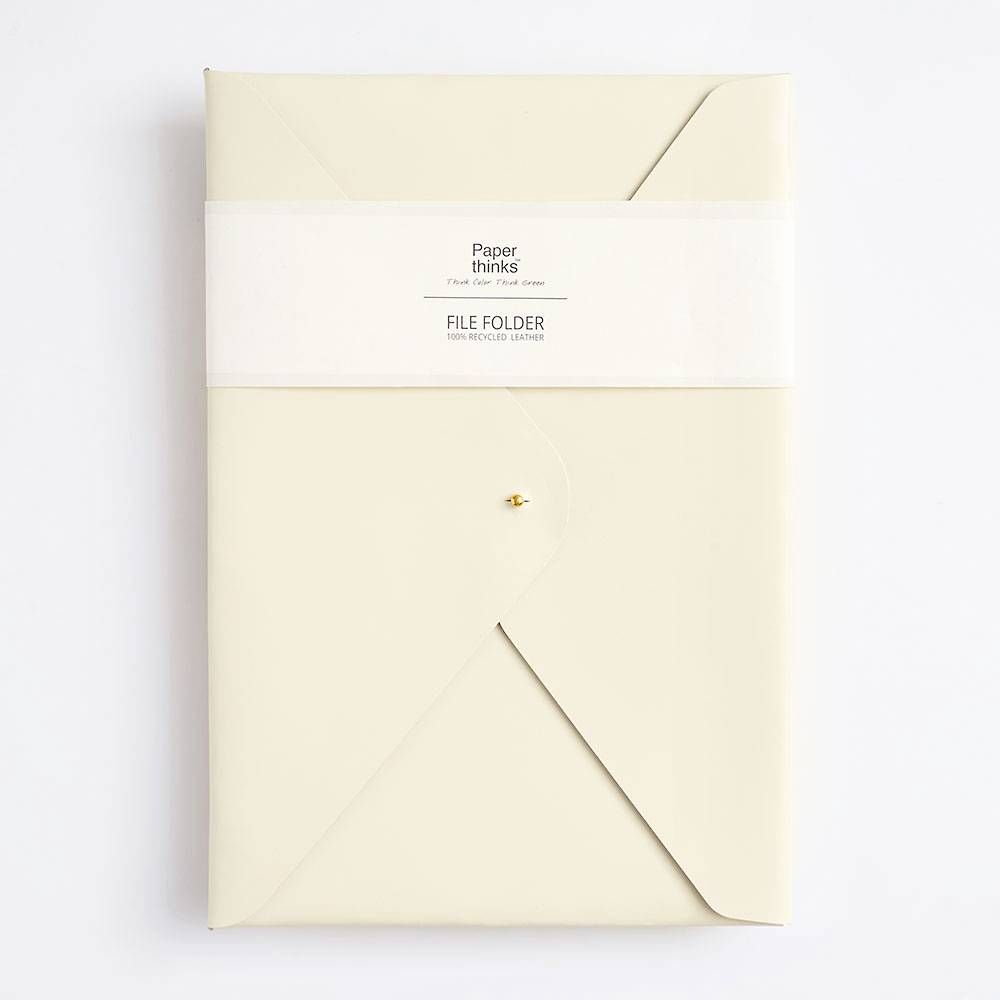 White Recycled Leather Envelope Folio