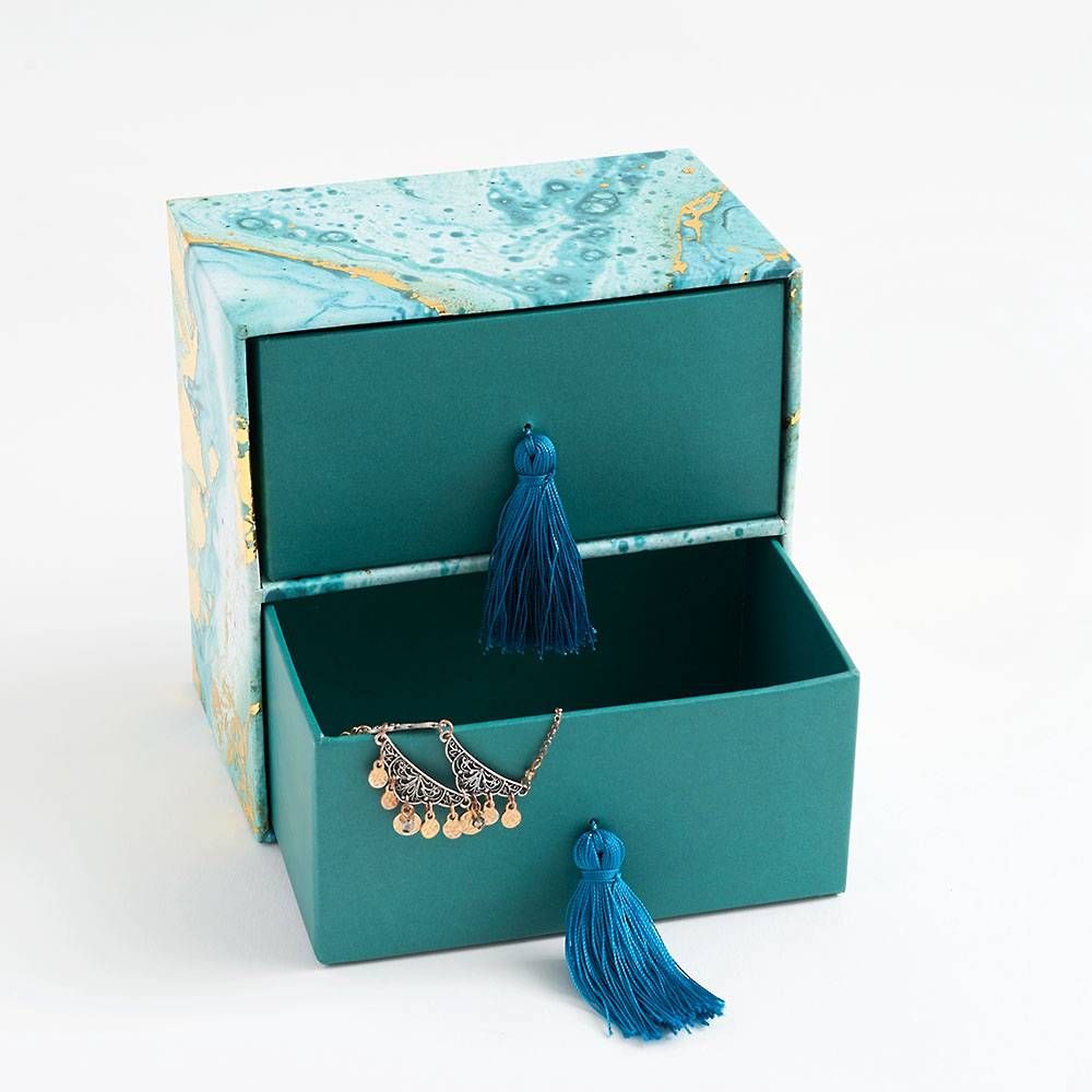 Turquoise Marble Box with Drawers