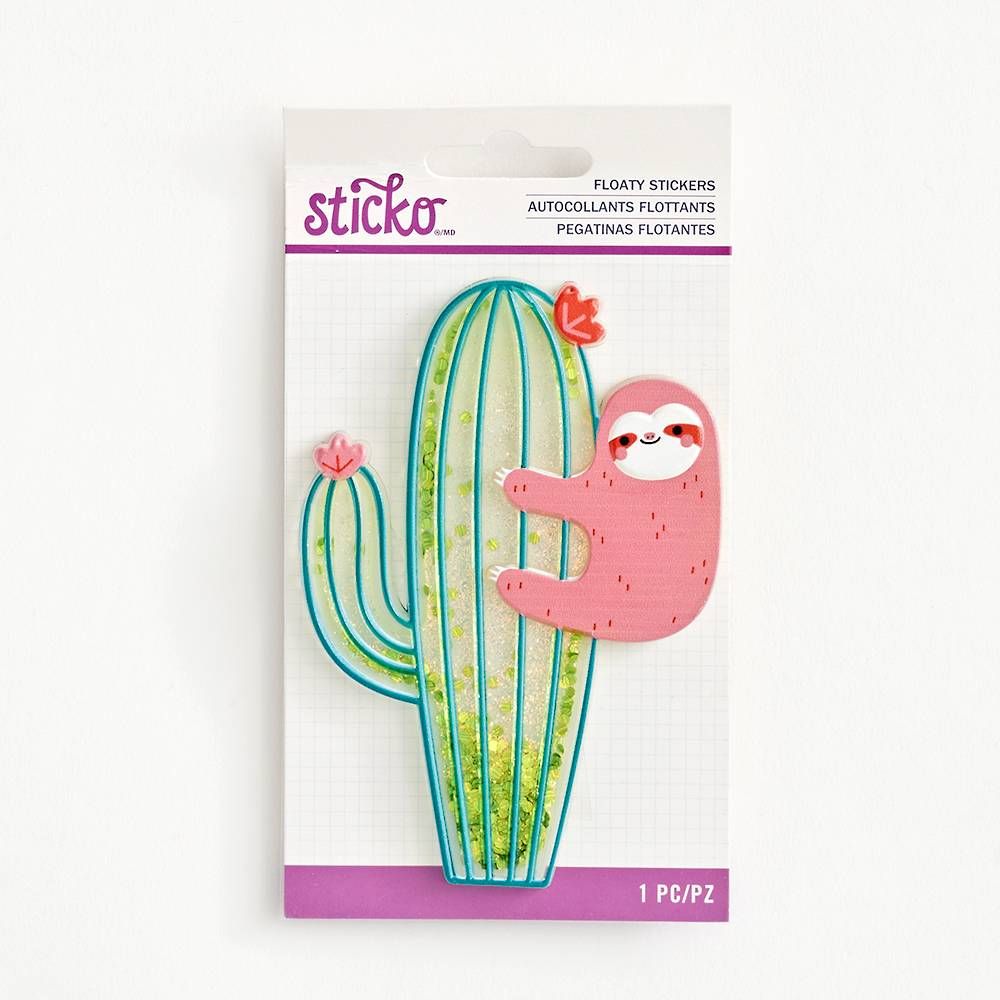 Sloth on Cactus Floaty Sticker