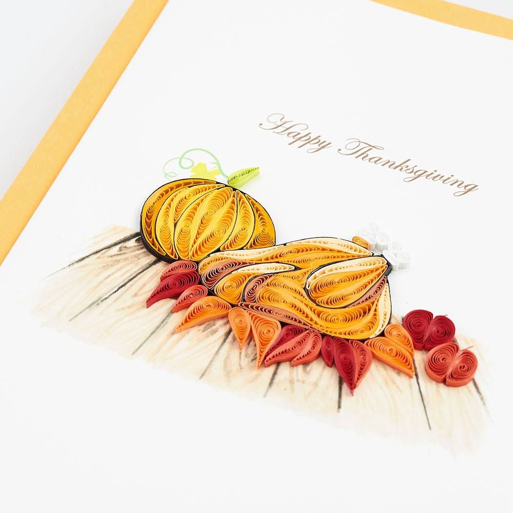 Pumpkin and Turkey Quilling Thanksgiving Card
