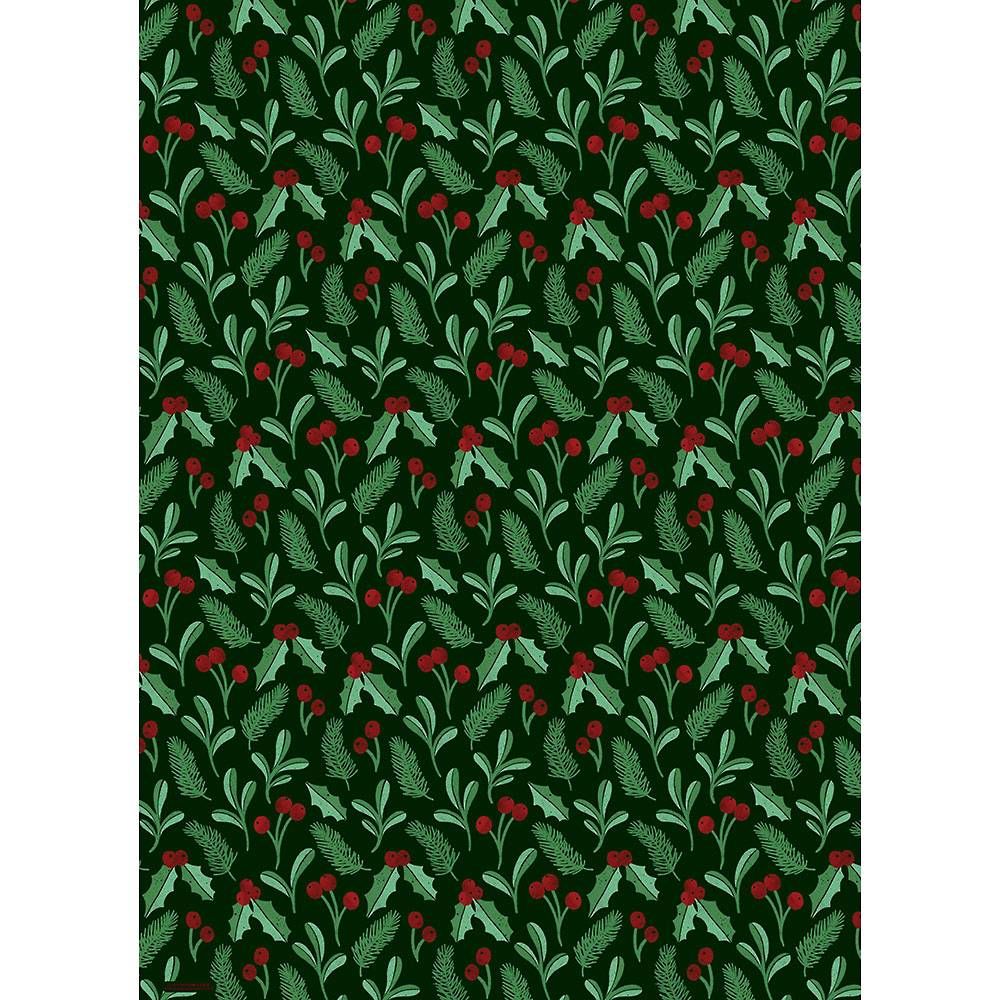Evergreen Sprigs & Berries Wrapping Paper