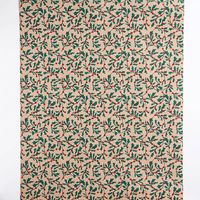 Glitter Holly on Kraft Wrapping Paper