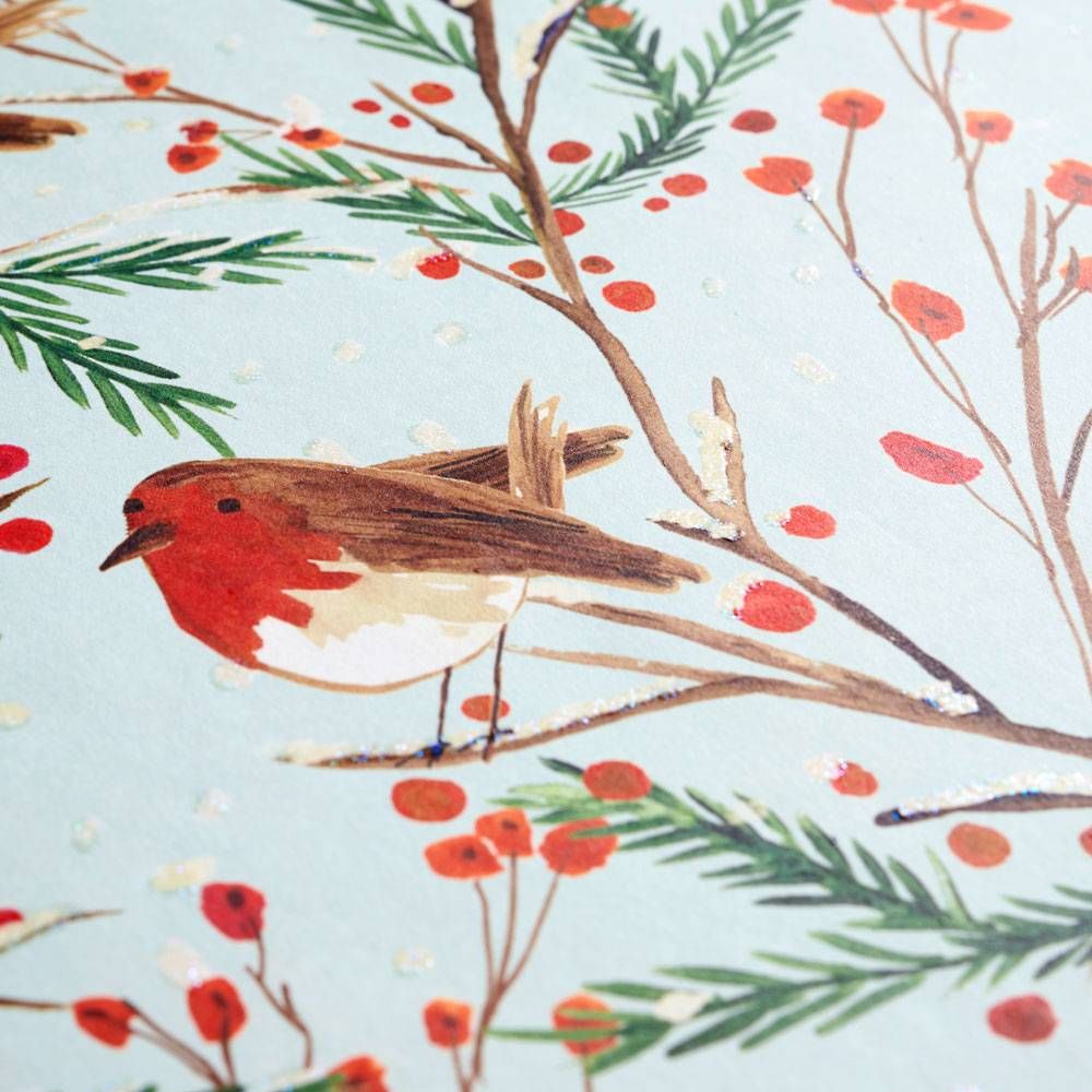 Birds & Berries Glitter Flat Wrap