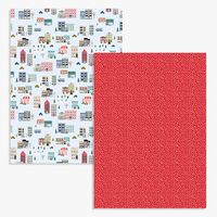 Snow Covered Street & Red Flurry Holiday Wrap Pack