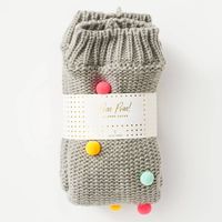 Grey Pom Slipper Socks