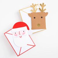 Santa and Reindeer Die Cut Holiday Card Set