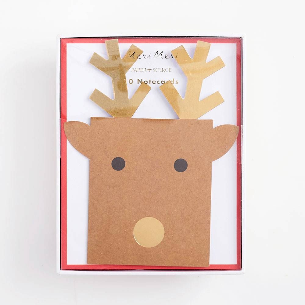 Santa and Reindeer Die Cut Holiday Card Set