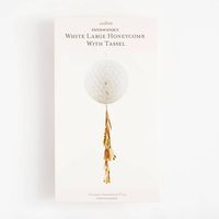 White Honeycomb with Gold Tassel