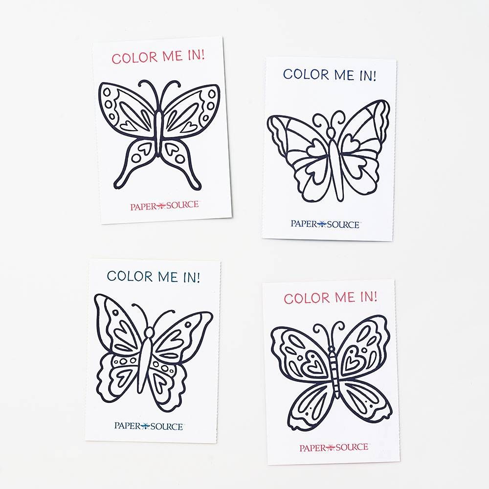 Butterfly Coloring Valentine Card Set