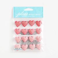 Pink Glitter Puffy Heart Stickers