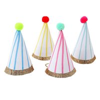 Stripe Pom Pom Mini Party Hats