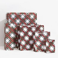 Holiday White Stewart Tartan Gift Bags