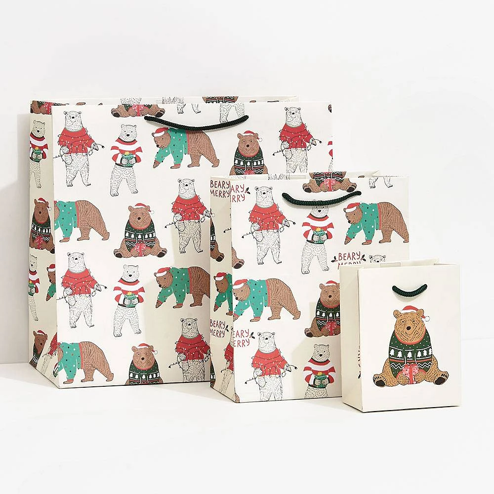 Holiday Bears In Sweaters Gift Bags