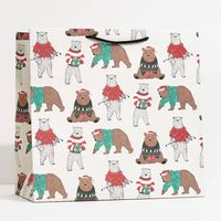 Holiday Bears In Sweaters Gift Bags