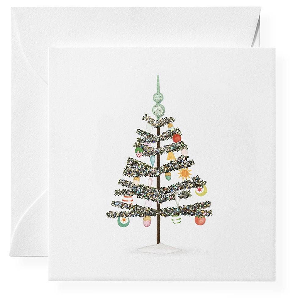 Mini Glitter Tree Holiday Card Set