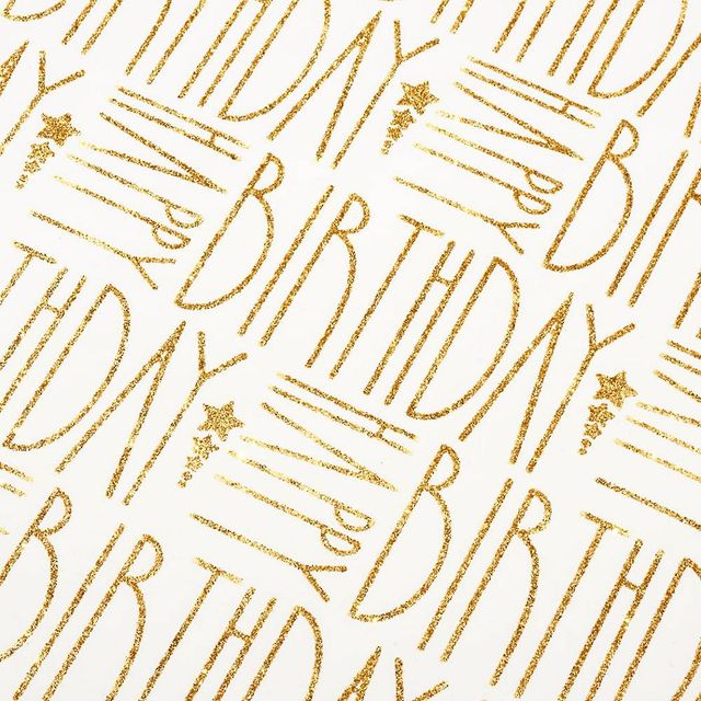 Paper Source Happy Birthday Blue Glitter Roll Wrap