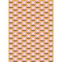 Retro Flowers On Mustard Wrapping Paper